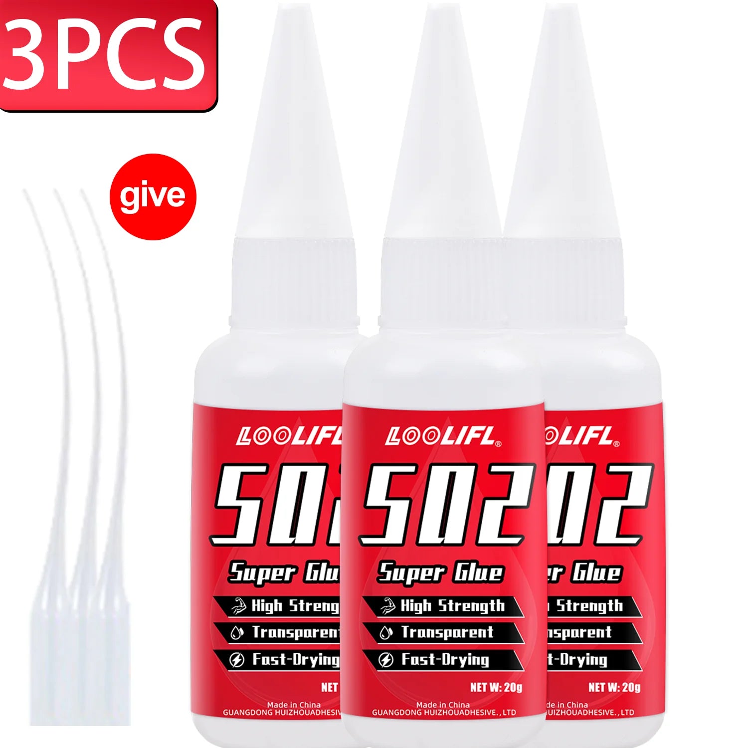 1-5Pcs Loolifl 502 Super Glue Instant Quick-Drying Cyanoacrylate Adhesive Leather Rubber Wood Metal Strong Bond Liquid Glue Tool