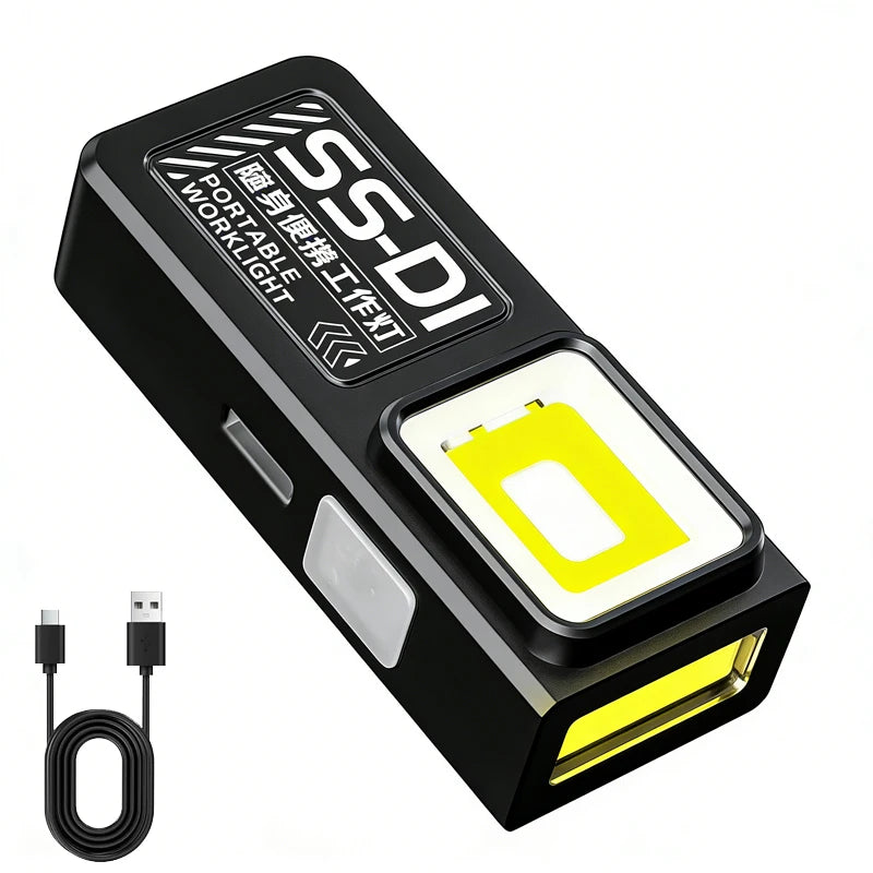 Mini COB LED Flashlight Rechargeable Portable EDC Torch USB C Pocket Lantern Flood Work Light with Clip Magnet For Emergency