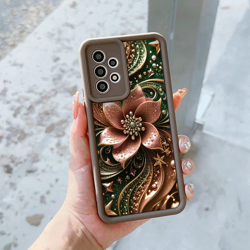 Elegant Gemstone Flower Pattern Phone Case for Motorola Moto Edge 60 50 Fusion 40 Neo G85 G84 G75 G54 G24 G86 G52 G15 Soft Cover