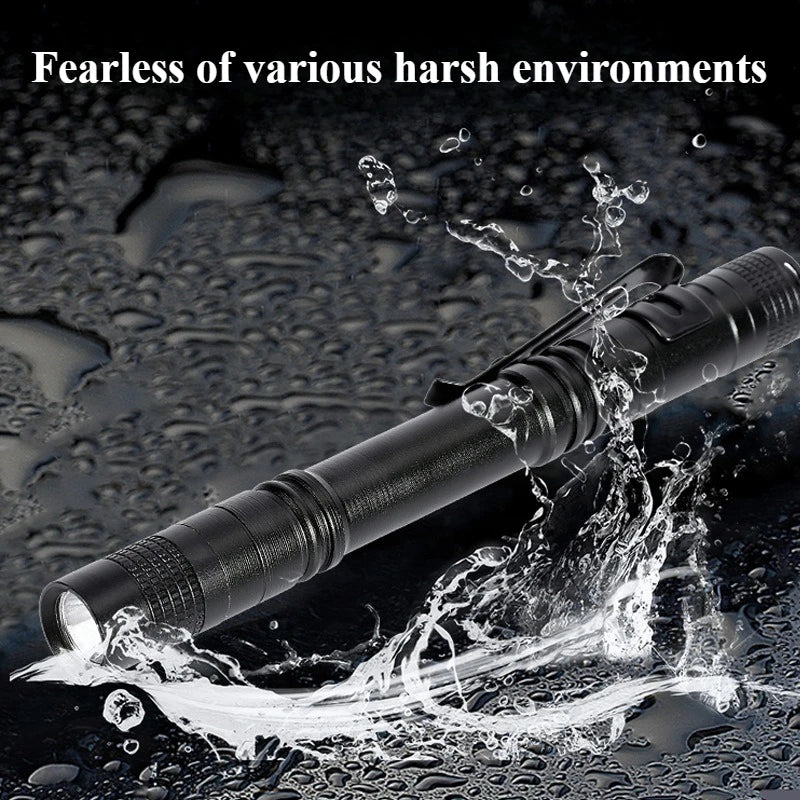 Aluminum Alloy Mini LED Pen Flashlight With Pocket Clip, Large Capacity Portable Pocket Torch Light for Household Daily Use