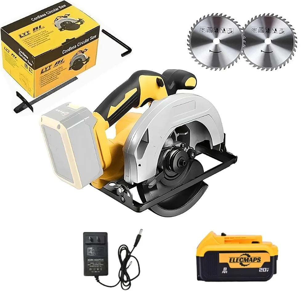 Cordless Circular Saw for Dewalt 20V MAX Batteries, with Optional Battery And Charger, 7 Inch Brushless Electric Circular Saw, 0-50 Degree Bevel Angle Capability, Lightweight, Comes with 2 Blades, Suitable for Woodworking, Stone And Plastics.
