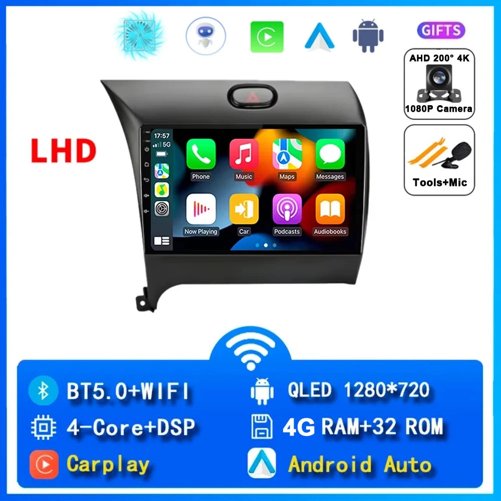 9"  Android 15 For Kia Cerato 3 K3 Forte 2013 - 2017 Car Radio Multimedia Video Player Navigation GPS Carplay 2 Din 4G