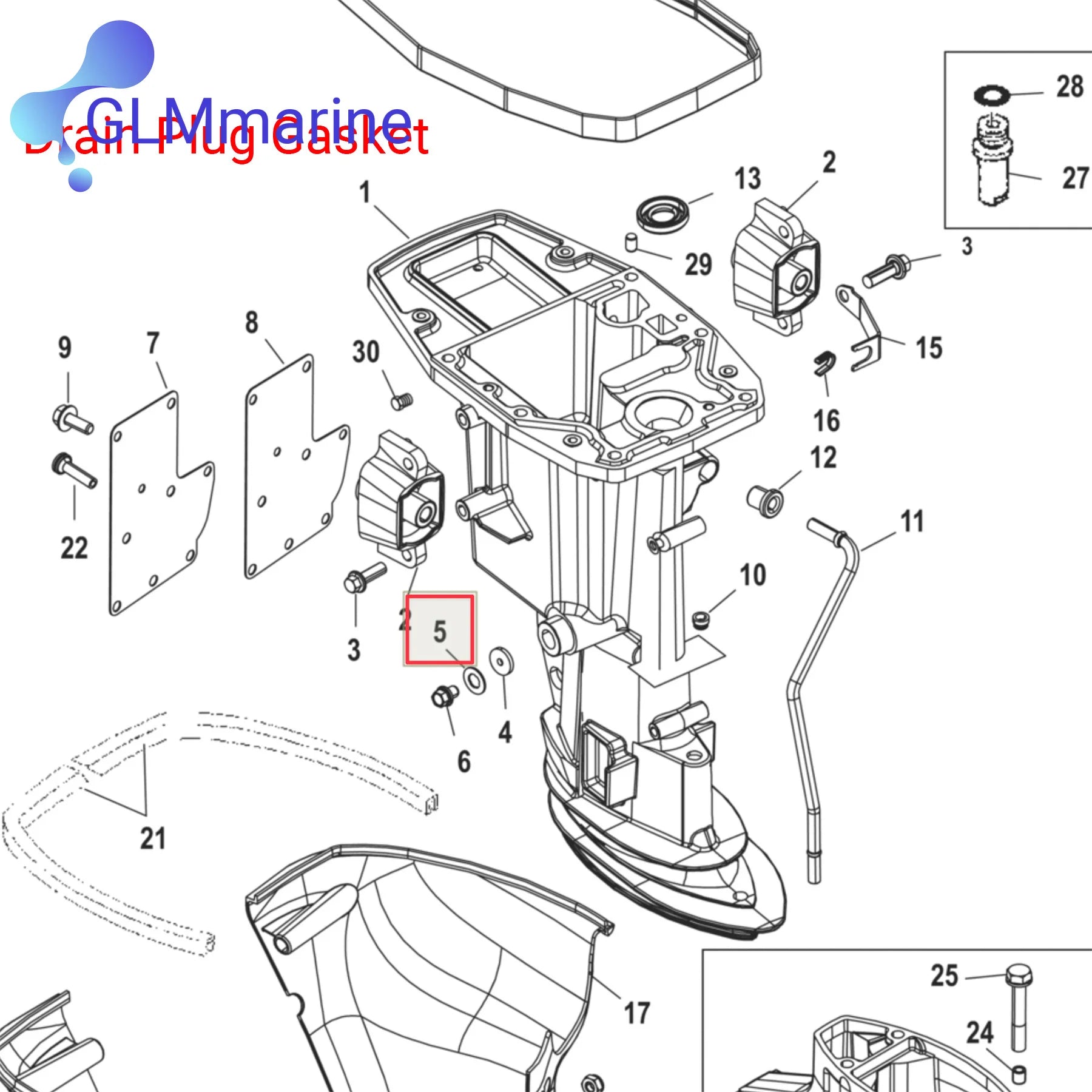 Drain Screw Gasket & Drain Plug Gasket 12-19183 8M0204692 For Mercury Outboard 13.5 15 25 40 75 80 90 115 HP