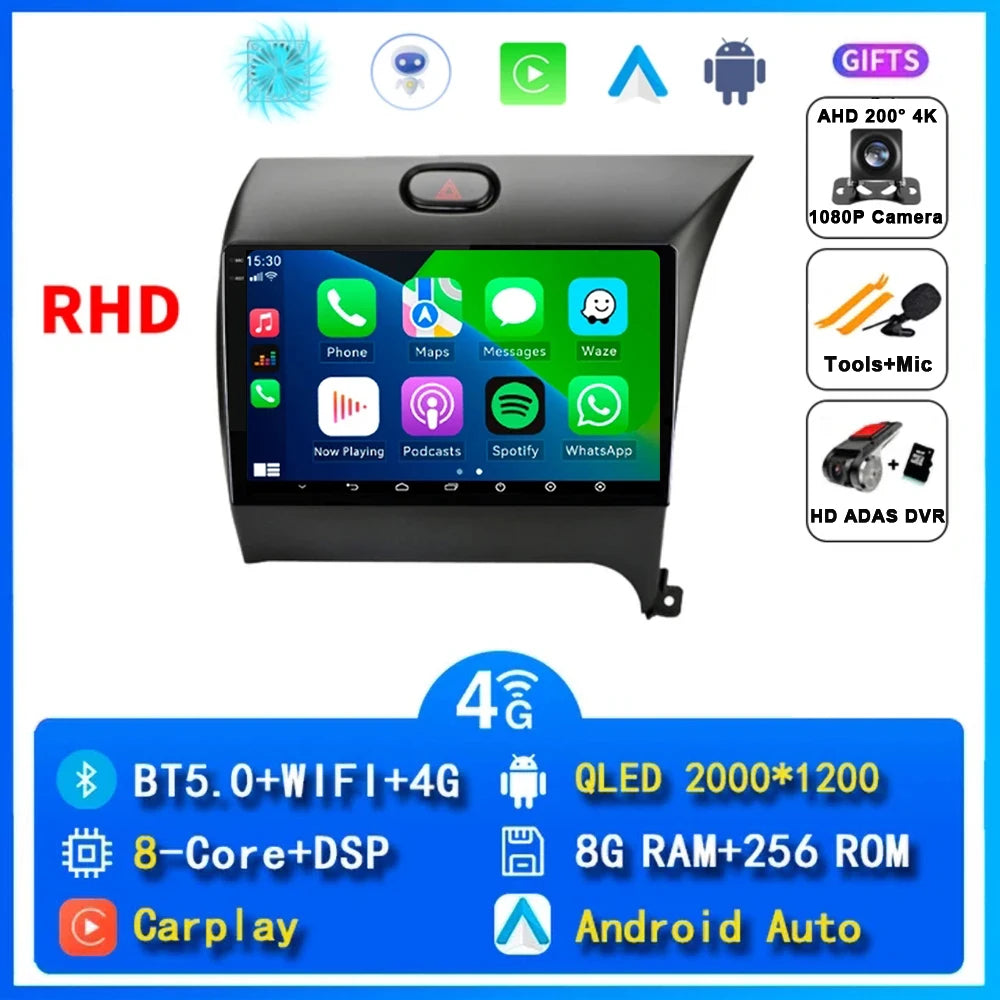 9"  Android 15 For Kia Cerato 3 K3 Forte 2013 - 2017 Car Radio Multimedia Video Player Navigation GPS Carplay 2 Din 4G