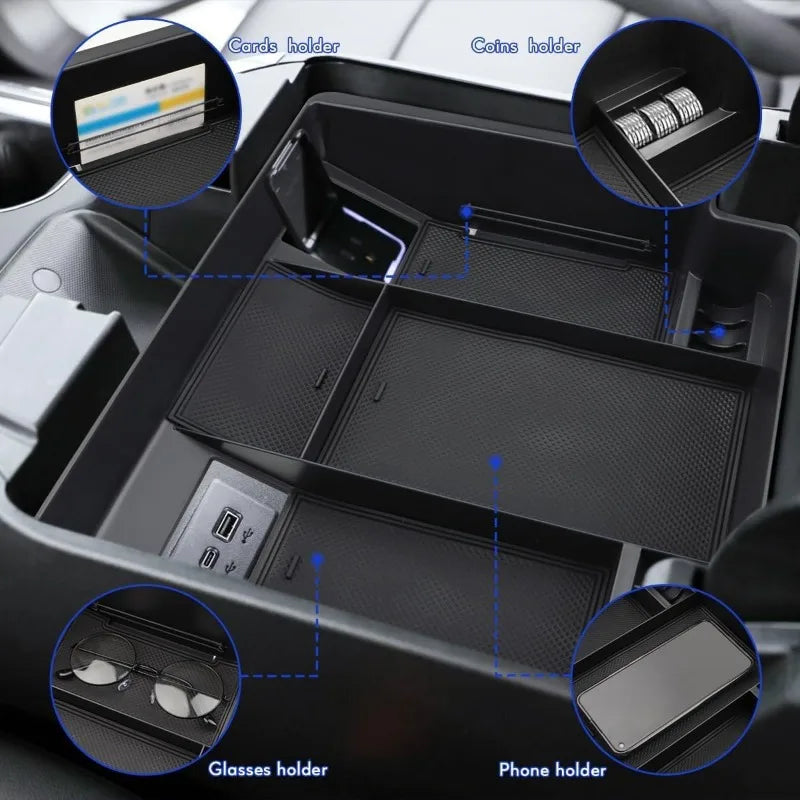 Center Console Organizer Compatible with 2022 2023 2024 Chevy Silverado & Sierra 1500/2024 2025 Silverado&GMC Sierra 2500HD/350