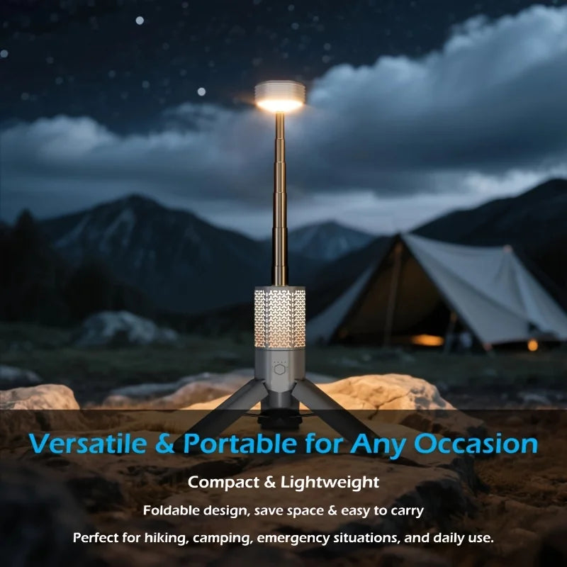 BEATINEON Outdoor Camping Light, 10500mAh Rechargeable Lantern, Extendable Magnetic Base, Dimmable Portable Flashlight, Camping, Hiking, Emergency, Garage Work Light, 480 Lumens, Outdoor Hiking And Fitness, Can Be Held And Countertop Mounted