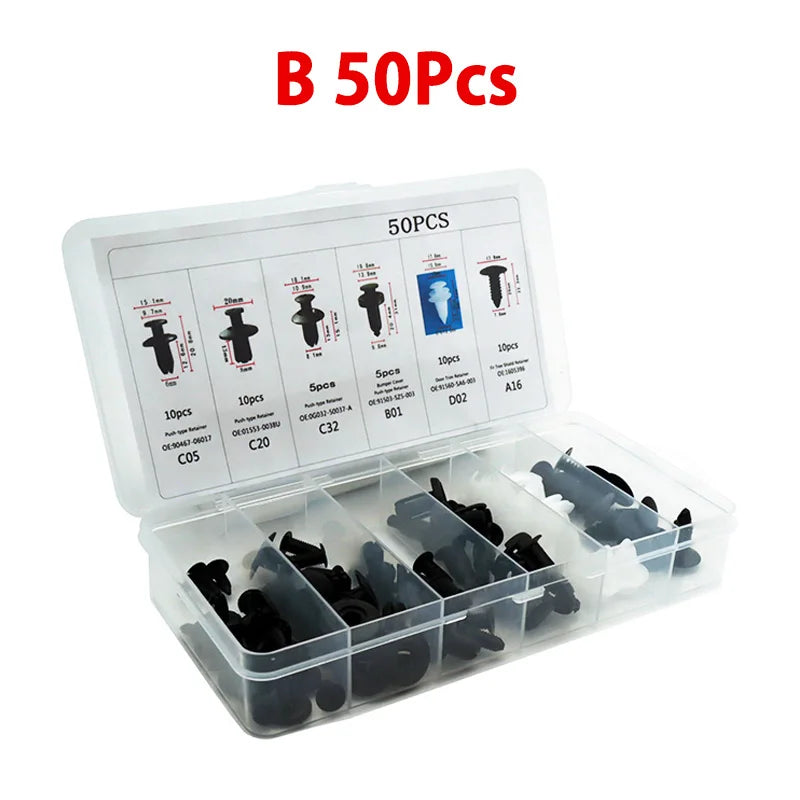 50-101PCS Auto Fastener Clips Kit Multi-Size Retainers For Car Fender Bumper Used For Auto Garage And Assembly