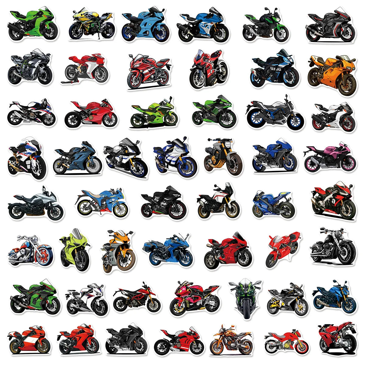 50PCS Cool Motorcycle Cartoon Stickers Cycling Sports Graffiti Transportation Decoration DIY Toys Laptop Guitar Car Bike Decals