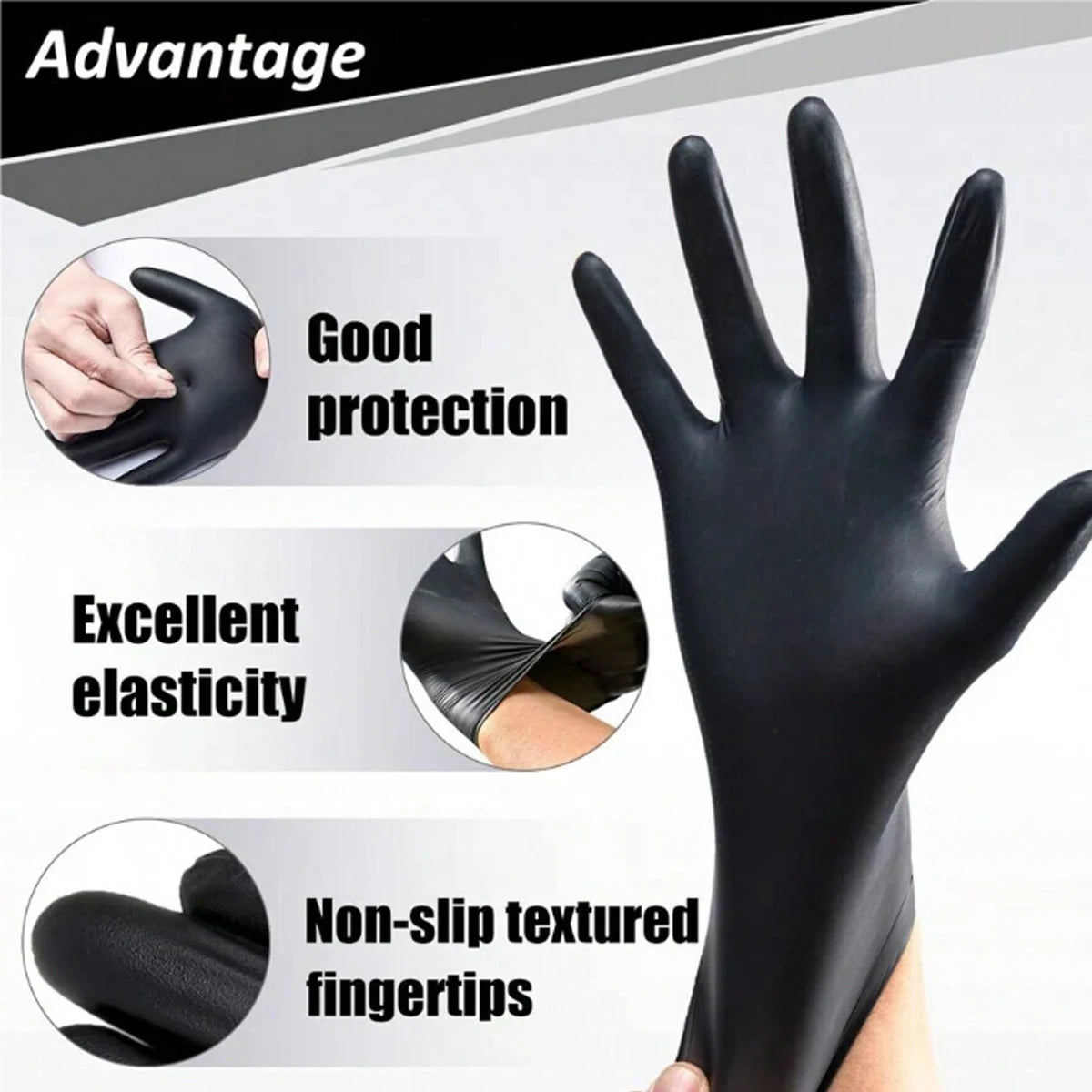 Disposable Nitrile Gloves Thickened Black Gloves With Flexible Snug Details Available In Multiple Sizes Multifunctional Gloves