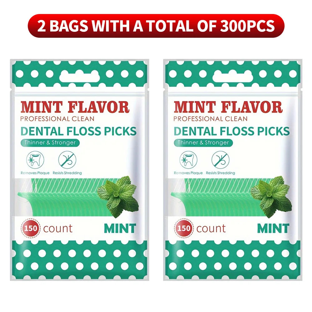 450pcs Adult Mint Flavored Dental Floss Picks Ultra-Fine Portable Flossing Sticks Toothpick Thread for Home And Travel Oral Care
