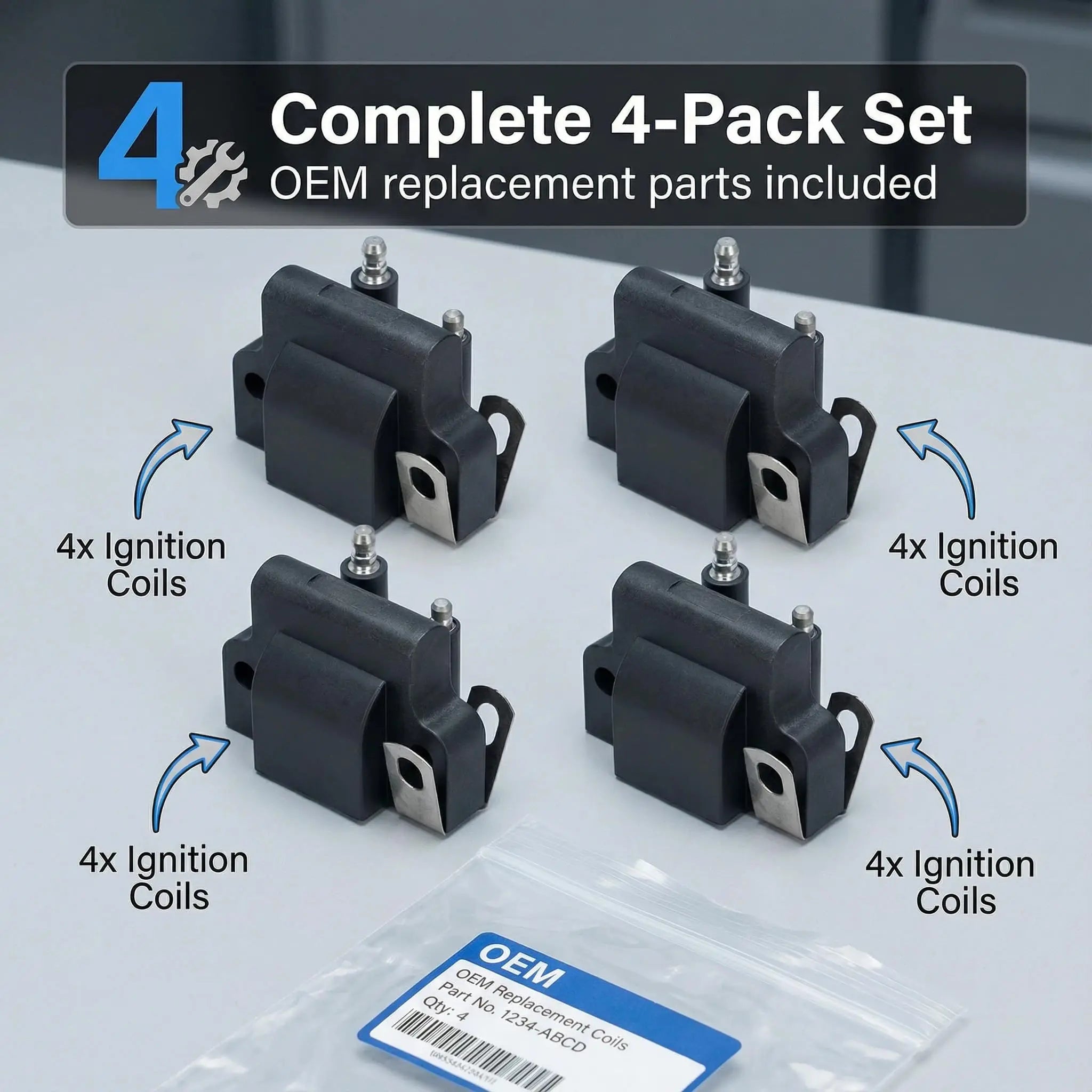 4-Pack Ignition Coil 18-5179 for Johnson Evinrude Outboard 40-300HP 60HP 70HP 88HP 90HP 100HP 115HP 120HP 125HP 140HP 150HP 175HP 200HP 225HP 1985 & Later, Replaces OEM 582508 0582508 183-2508