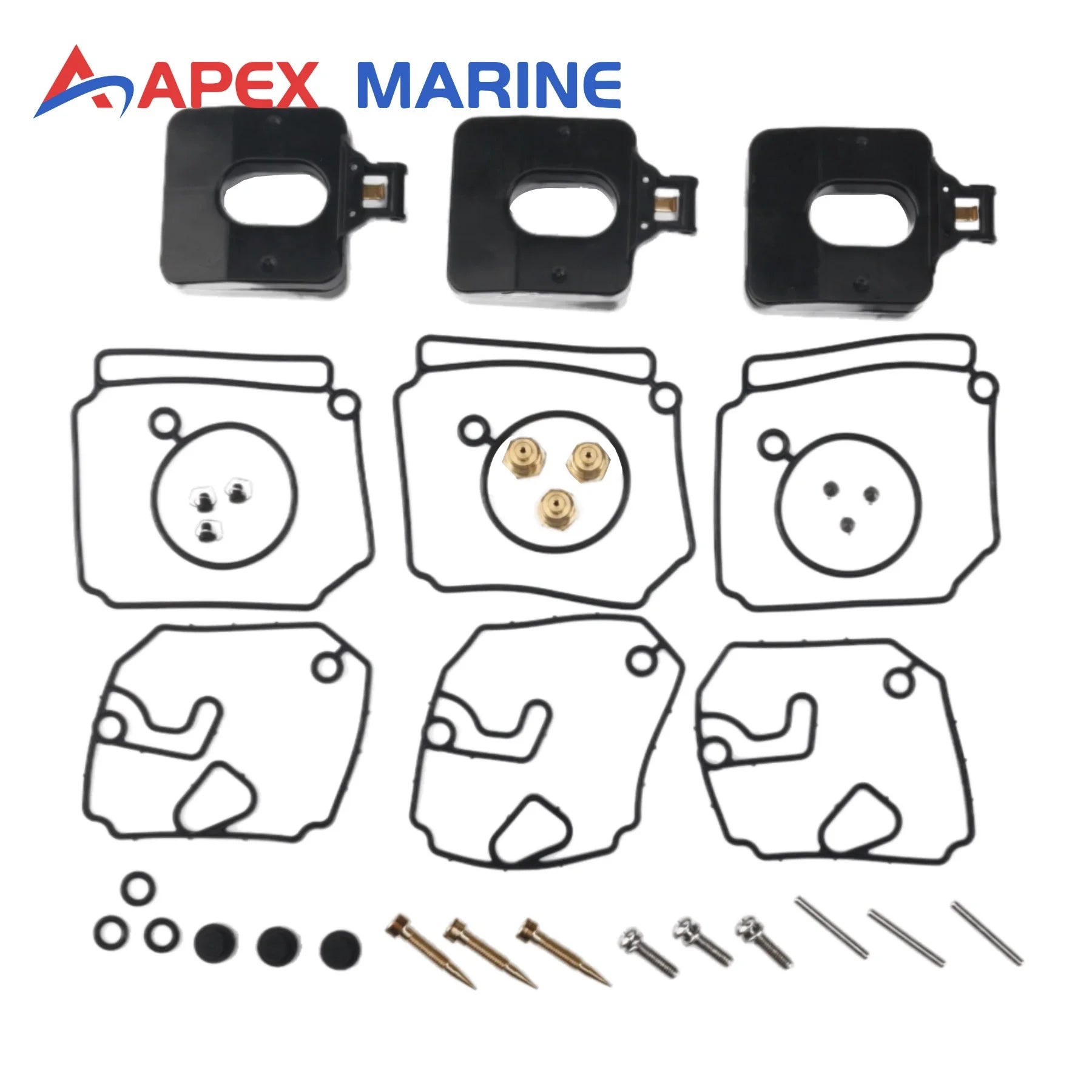 3 Sets 6H4-W0093-03 Carburetor Rebuild Kit for Yamaha Outboard Engine 2 Stroke 40 50 HP Repair Parts Replacement 6H4-W0093-02