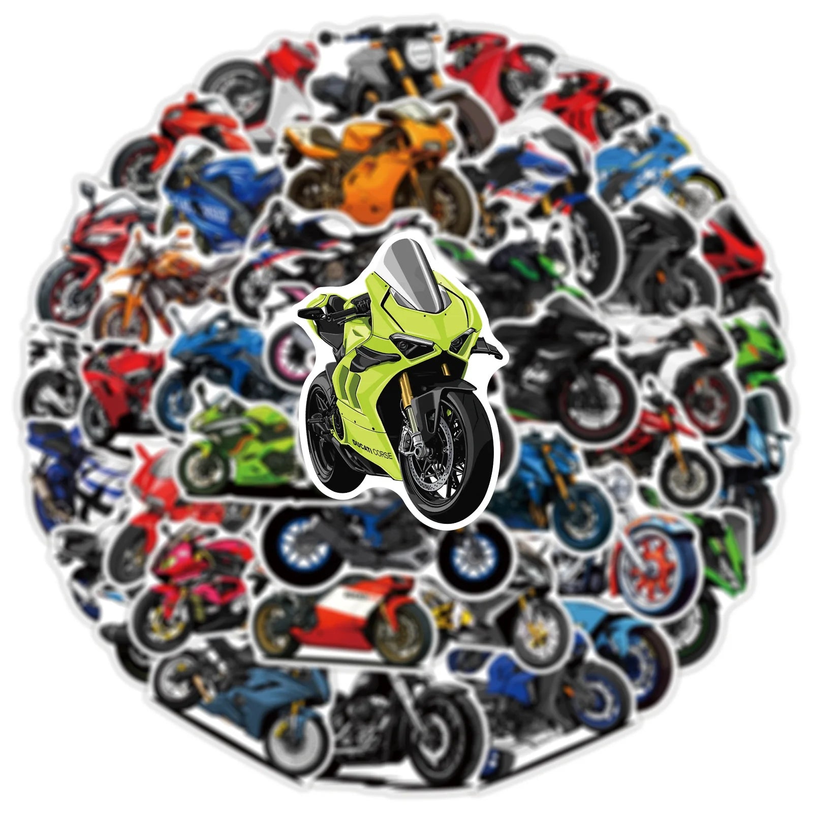 50PCS Cool Motorcycle Cartoon Stickers Cycling Sports Graffiti Transportation Decoration DIY Toys Laptop Guitar Car Bike Decals