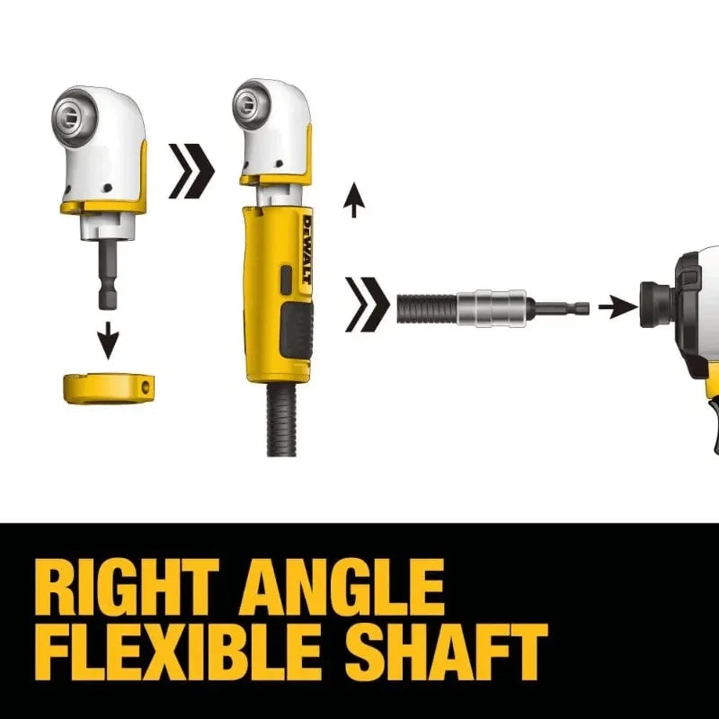 DEWALT DWAMRASET MAX FIT 4-in-1 Right Angle Adaptor - FlexTorq, Compact, Straight/Flex Shaft, Drill Accessories