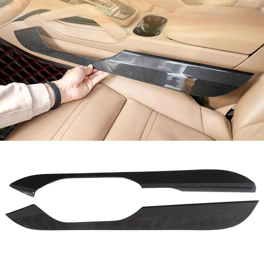 2PCS Gear Shift Side Frame Carbon Fiber Decoration Replacement for Porsche Cayenne 2018 2019 2020 2021