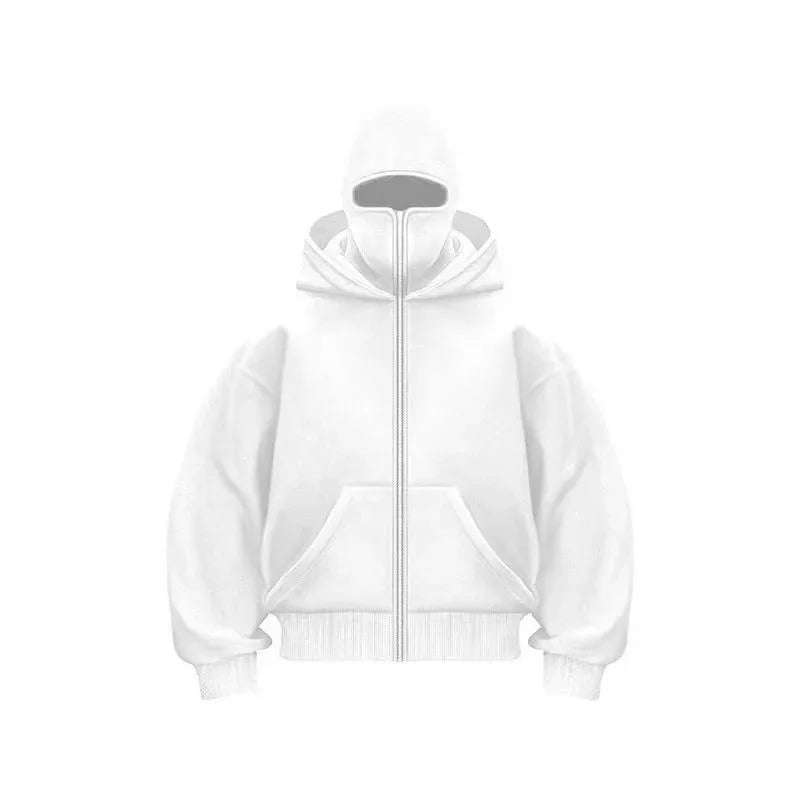 2026 Men and women Balaclava Y2K Gothic Harajuku winter new item double hooded sweatshirt men's hooded mask zipper sportswear