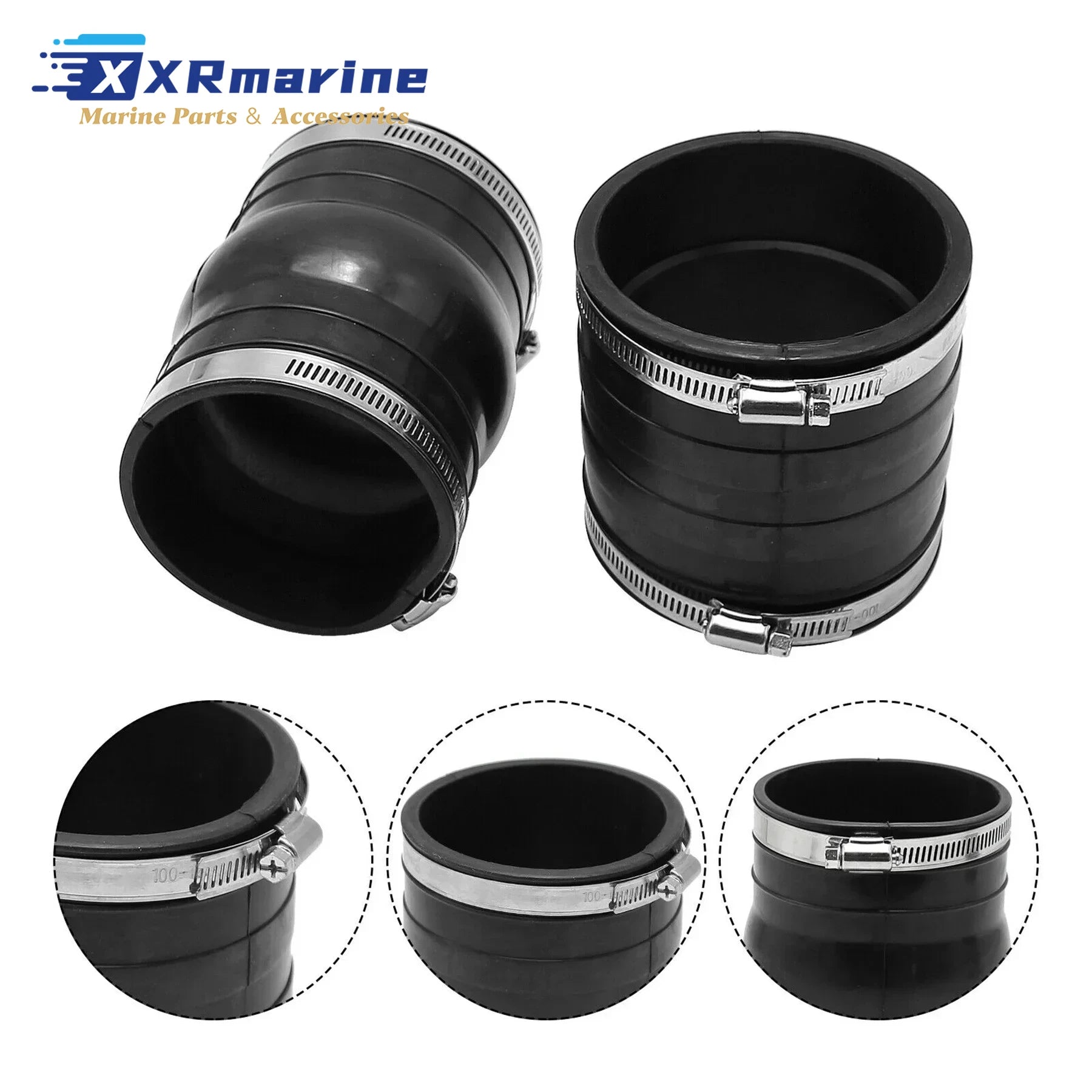 2 Pcs Exhaust Hose Bellows 3852696 3852741 for Volvo Penta V6 V8 4.3L 5.0L 5.7L 5.8L 7.4L 8.1L Motor 3863450 18-2779 18-2780