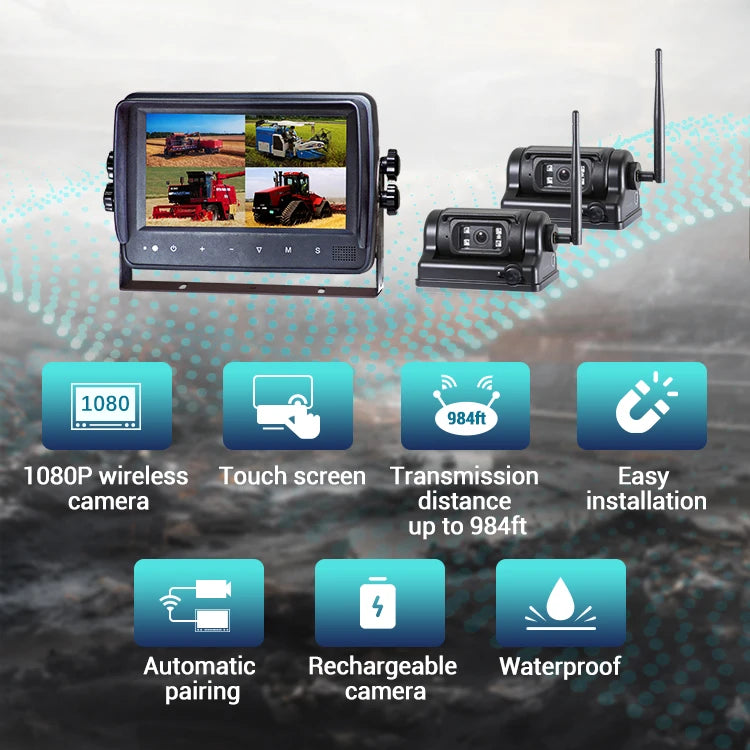 Airow auto STONKAM IP69K Waterproof Wireless Rear View Camera with 7 Inch Monitor for RV Truck Bus Trailer Lorry
