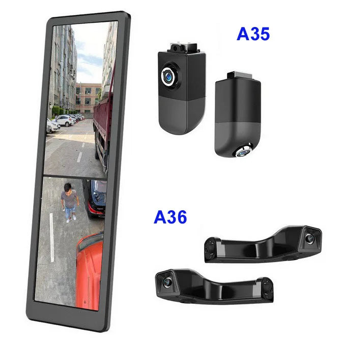 16 Inch Screen DVR for Bus Truck RV Motorhome Side Dual Lens Electronic Mirror Left Right Back Blind Spot View System