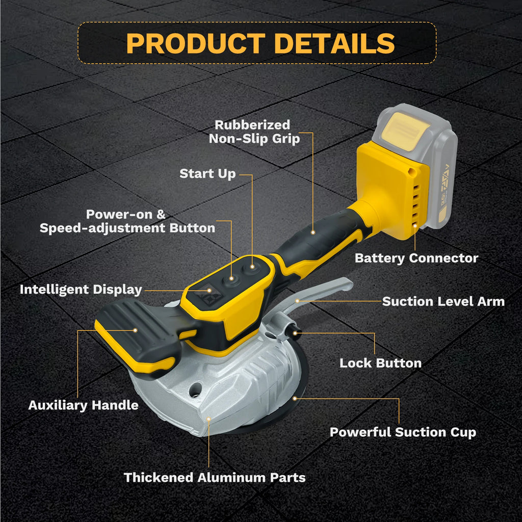 Brushless Tile Vibration Leveling Machine 8 Adjustable Speed Digital Display Cordless Tiler Vibrator for Dewalt (No Battery)