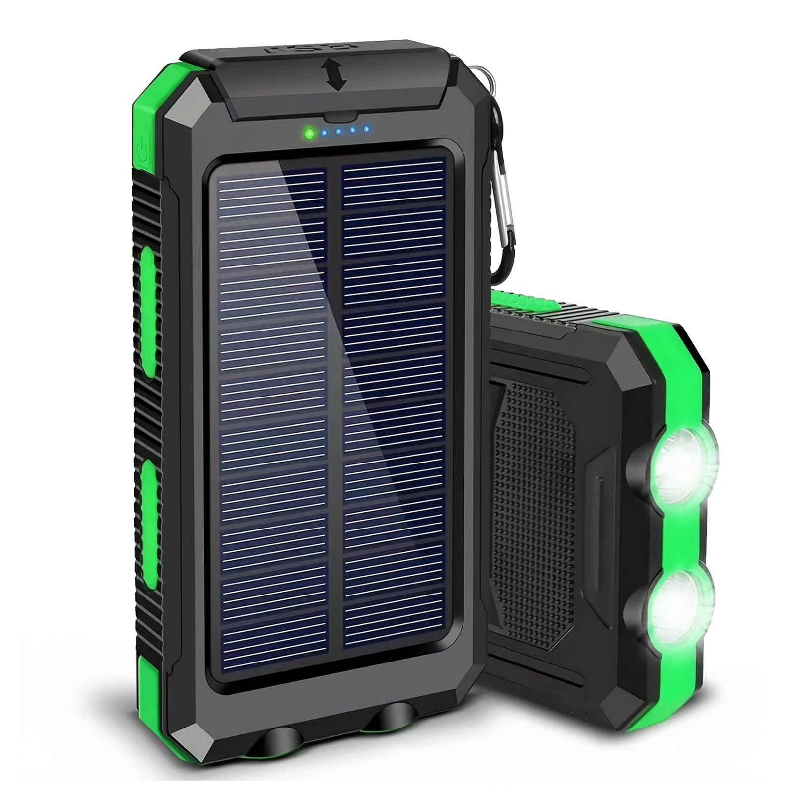 10000mAh Solar Power Bank Portable Waterproof Outdoor Dual 5V 1A USB Ports Fast Charging LED Flashlight for iPhone Tablets