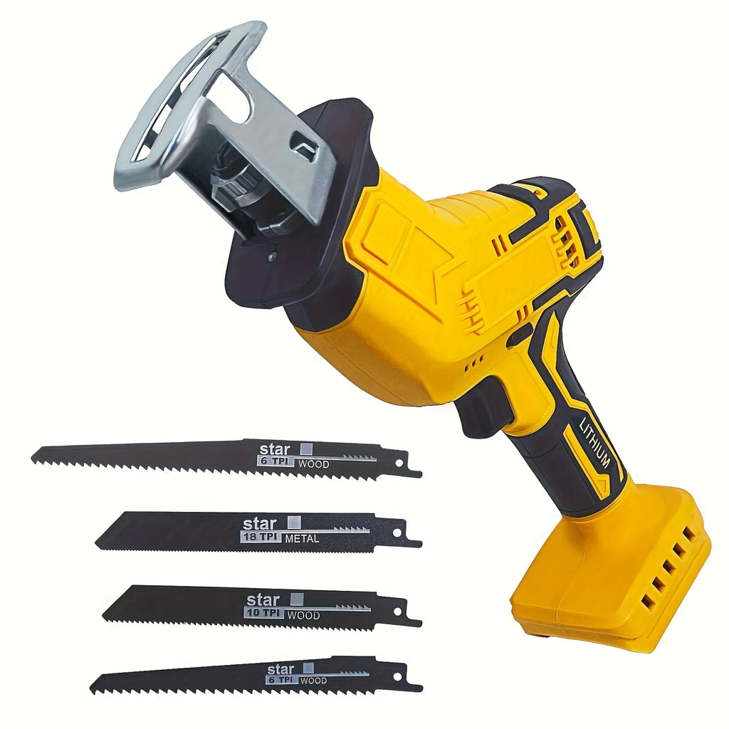 Cordless Reciprocating Saw Compatible With DeWalt 20V Battery, Brushless Power Cordless Reciprocating Saw, 0-3500SPM Variable Speed, Tool-Free Blade Change, 4-Blade Kit For Wood/Metal/PVC Cutting, Tool Only (Battery Not Included)