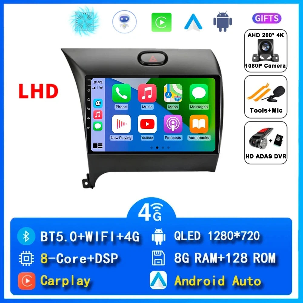 9"  Android 15 For Kia Cerato 3 K3 Forte 2013 - 2017 Car Radio Multimedia Video Player Navigation GPS Carplay 2 Din 4G