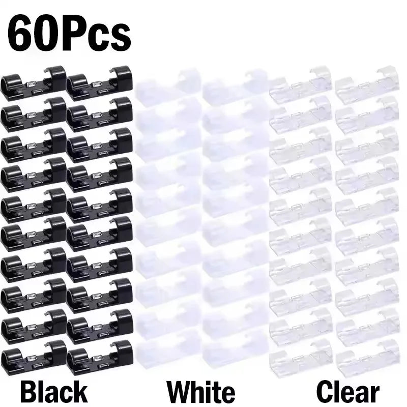 Cable Clips Organizer Drop Wire Holder Cord Management Self-Adhesive Cables Manager Fixed Clamp Wire Winder For Home Office Car
