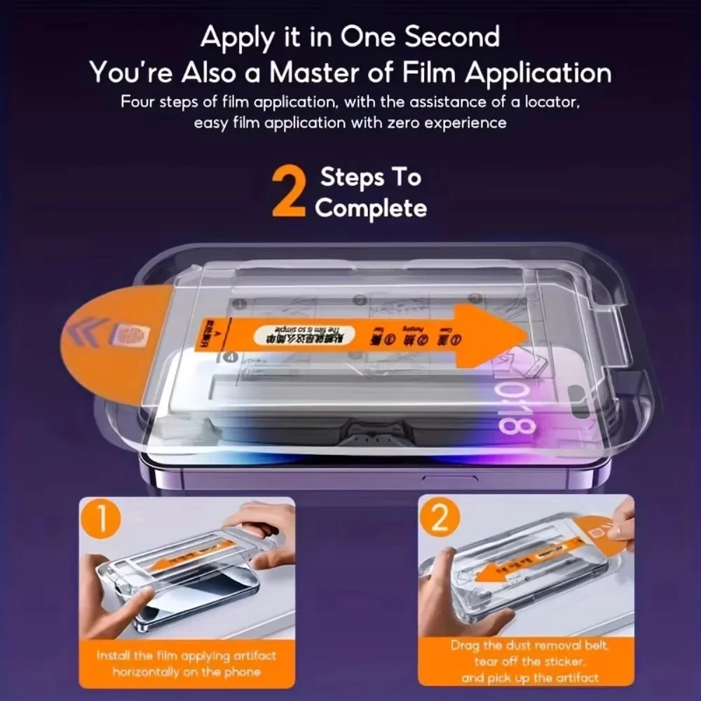 1-5Pcs Dust Free Easy Installation Screen Protector For iPhone 17 16 15 14 11 13 12 15 16 Pro Max Mini XS X XRTempered Glass