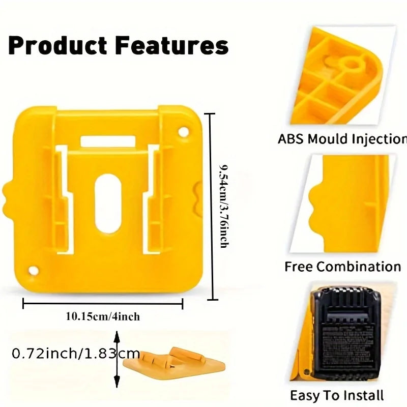 3PCS Battery Holder Bracket For Dewalt 20V Battery Mounts Dock Holder For DCB200 DCB201 DCB202 Batteries Wall, Work Van, Shelf
