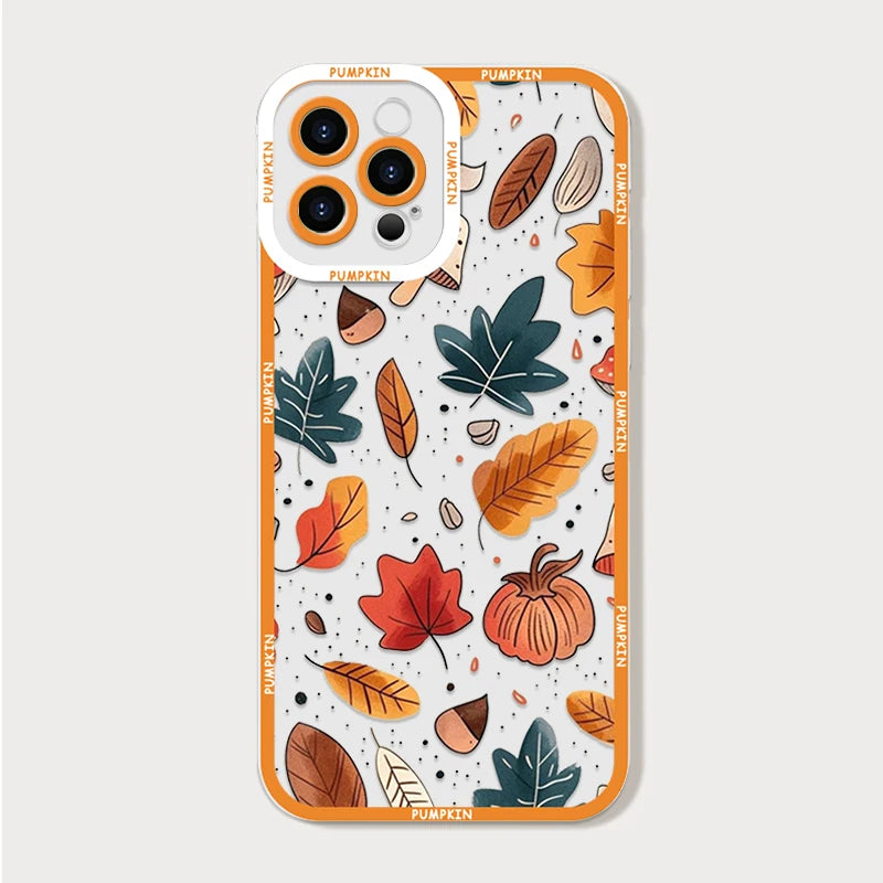 Retro Autumn Maple Leaf Pumpkin Pattern Phone Case for Motorola Moto Edge 40 Pro G85 G73 G71 G60 G52 G32 G9 Play 5G Soft Covers