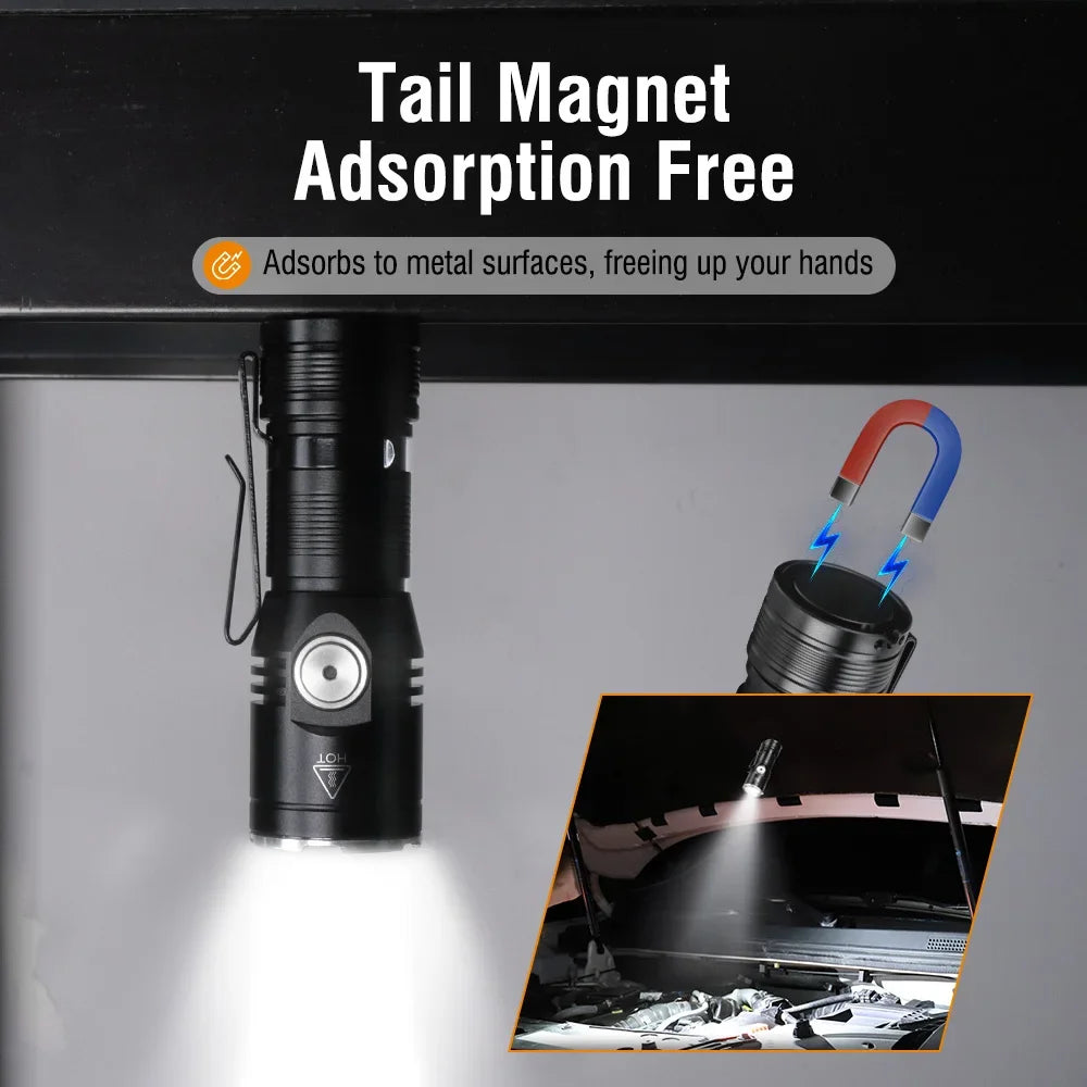 BORUiT ET15 EDC Flashlight Ultra Bright 2000LM USB C Rechargeable Small Torch 6 Lighting Modes Built-in battery Camping Lantern