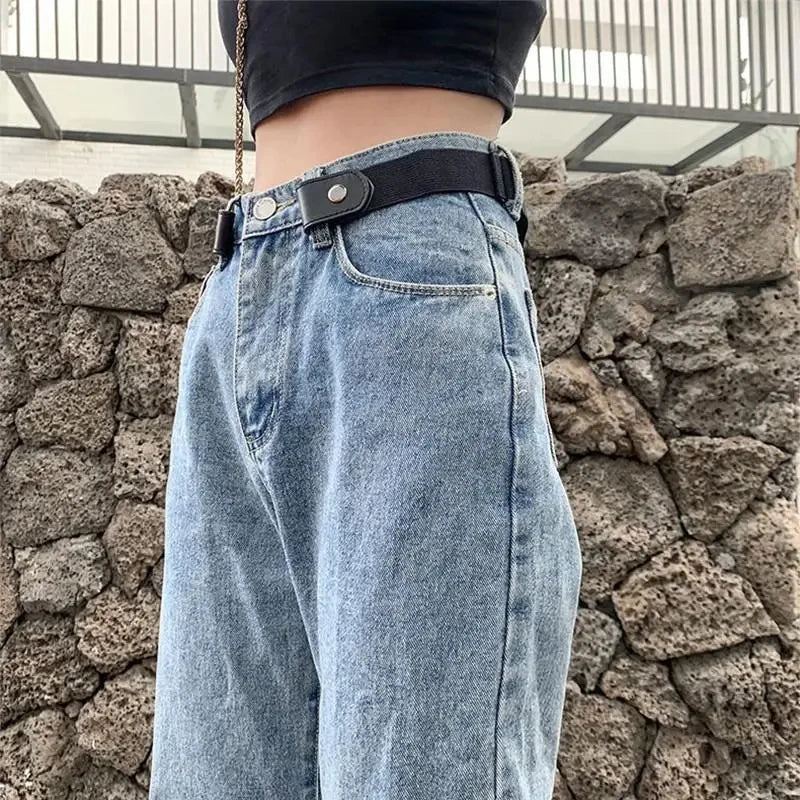 Buckle-Free Invisible Elastic Belt Adjustable Stretch Waist Band for Women Men Jean Pants Dress No Buckle Easy to Wear