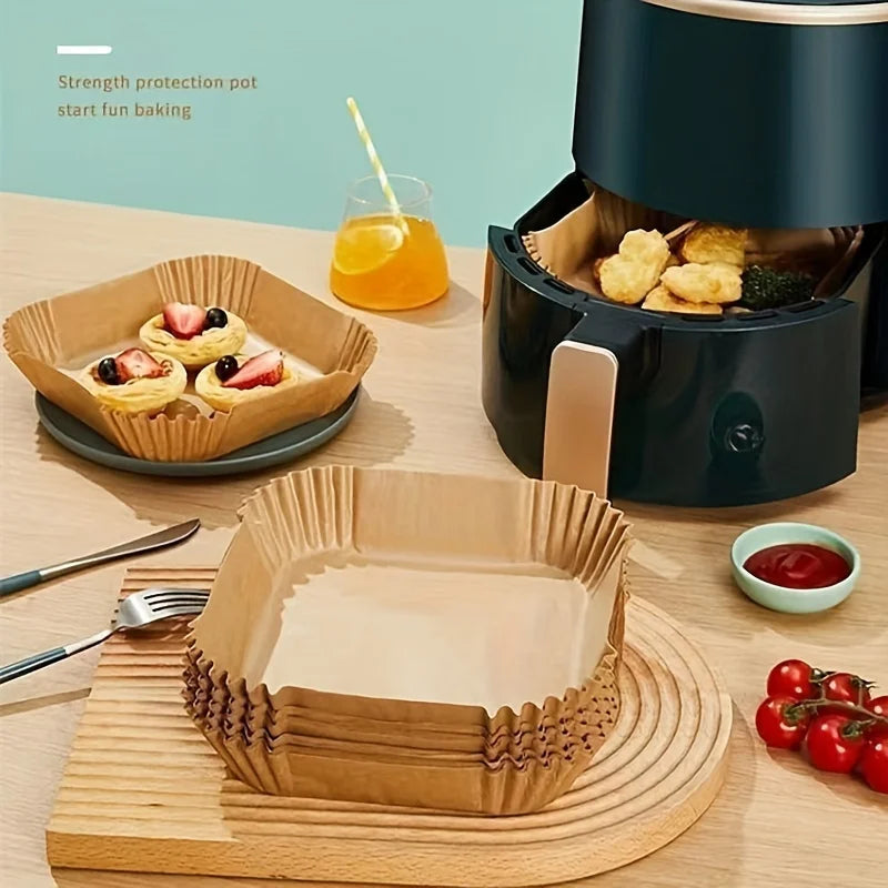 50 Packs of Non Stick Paper Lined with Air Fryer for Baking and Microwave Ovens Easy To Clean and Separate for Healthier Cooking