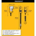 DEWALT DWAMRASET MAX FIT 4-in-1 Right Angle Adaptor - FlexTorq, Compact, Straight/Flex Shaft, Drill Accessories