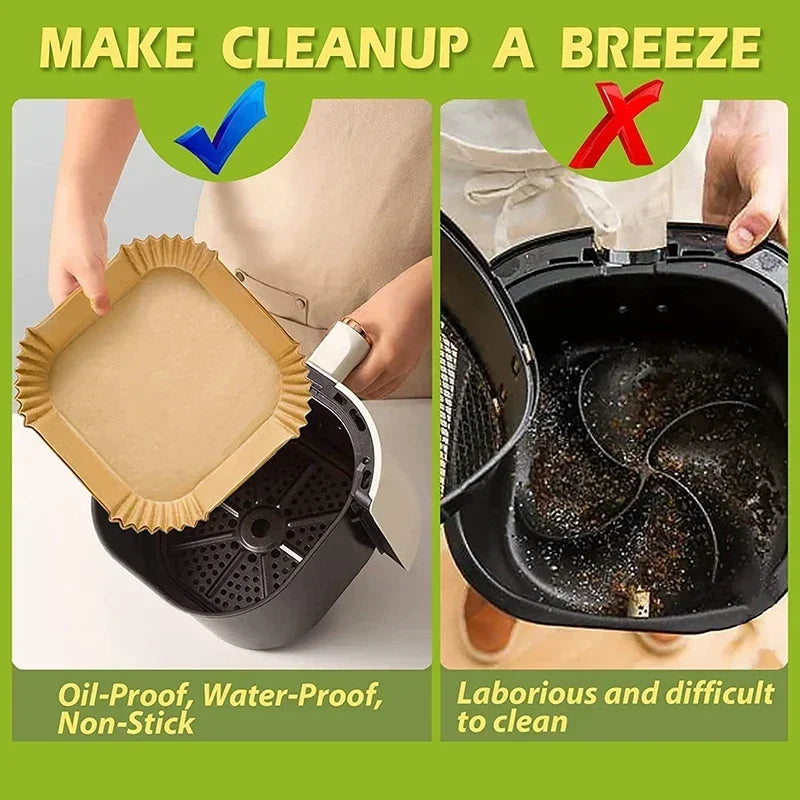 50 Packs of Non Stick Paper Lined with Air Fryer for Baking and Microwave Ovens Easy To Clean and Separate for Healthier Cooking