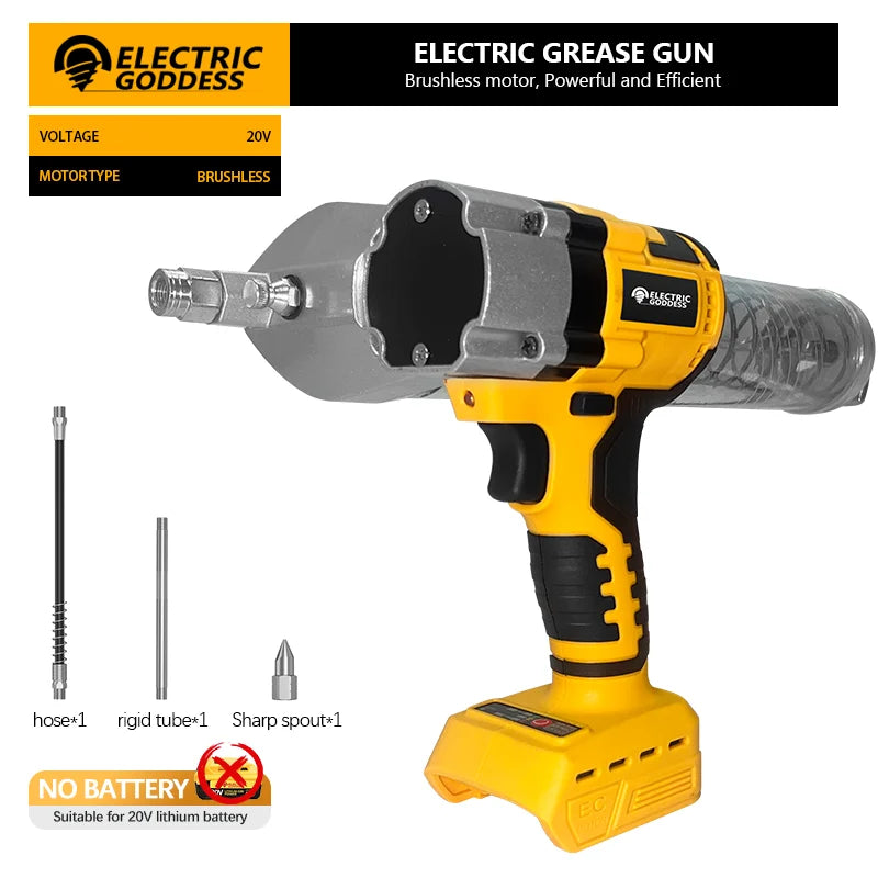 Electric Goddess Electric Grease Gun LED Oil Injector Fat Machine Electric Grease Gun Tools For Dewalt 20V Battery