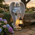 Angel Lantern Statue Feathered Wings Solar Angel Statue Outdoor Decor Decorative Weather Resistant for Walkway