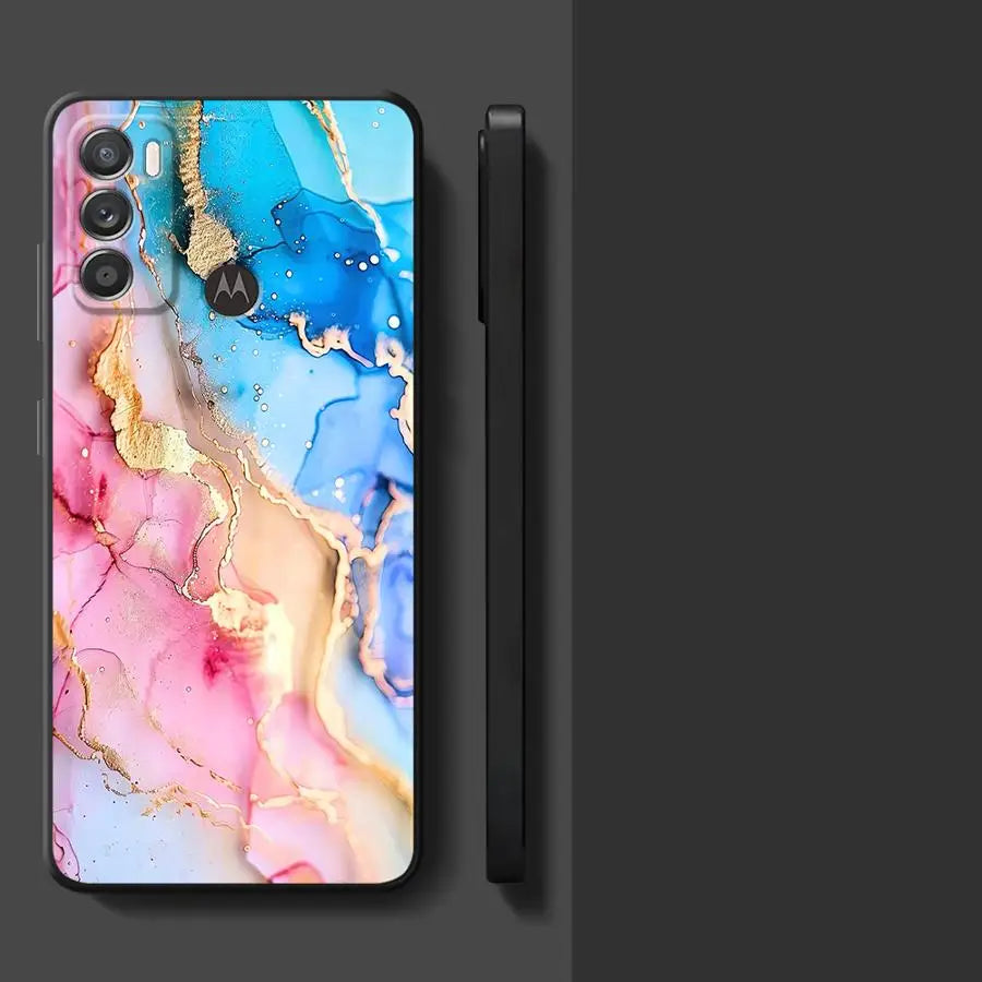 Case for Motorola Moto G52 G53 G30 G22 Edge40 G32 G51 G73 G60s G50 Edge 20 Pro 30 Lite G71 Phone Cover Colored Marble