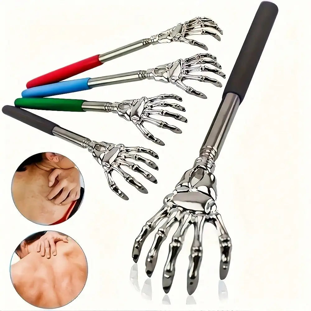 1PC Stainless Steel Retractable Telescopic Back Scratcher Adjustable Anti-Slip Ergonomic Handle Dual Purpose Itch Scraper & Gua Sha Tool Portable Lymphatic Muscle Massager Ideal Thanksgiving Birthday Christmas Gift