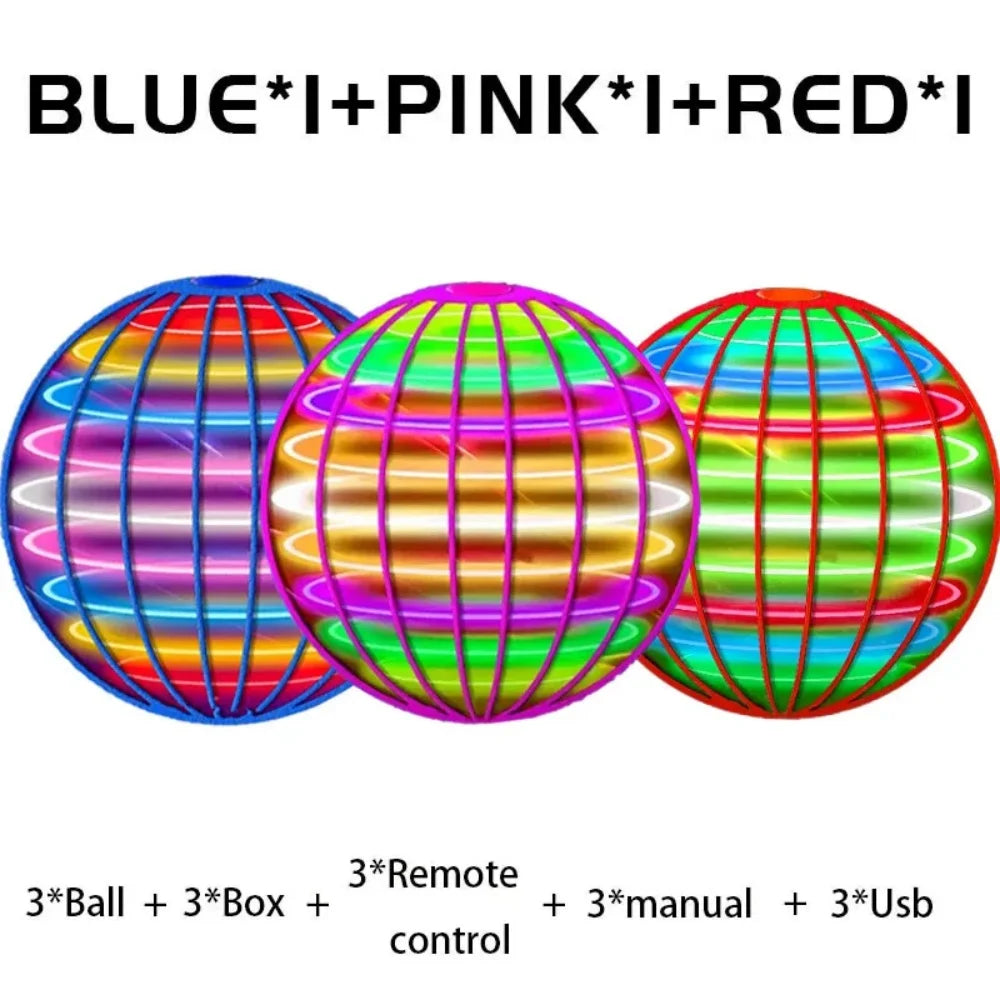 Auto Spinning LED UFO Flying Ball Floating Magic Flying Orb Outdoor Sports Toy Children Birthday Gift