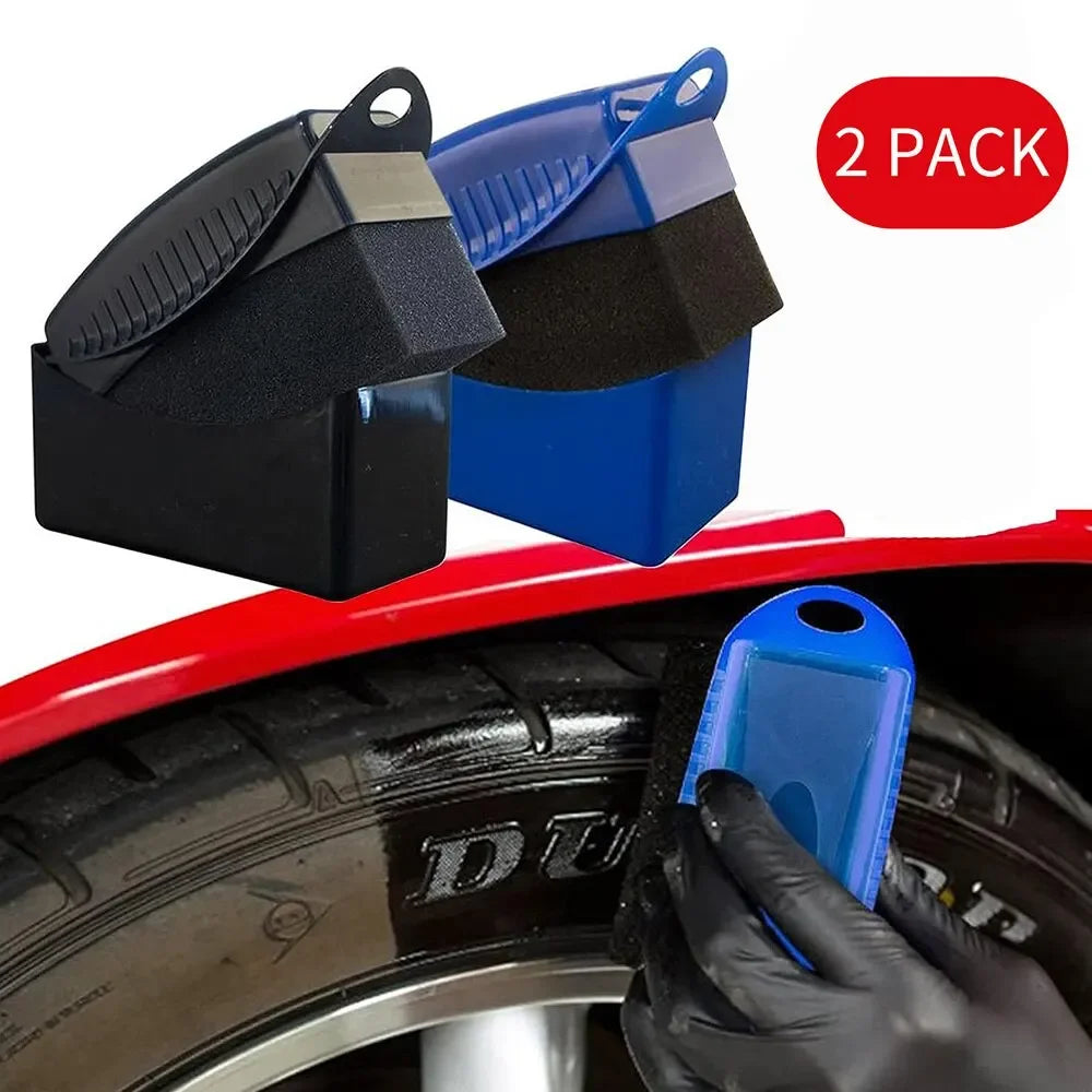 2Pcs Car Tire Wheel Cleaning & Polishing Sponge Set, Rim Waxing Shine Pads, Contour Wipe Detailing Tools, Auto Care Kit