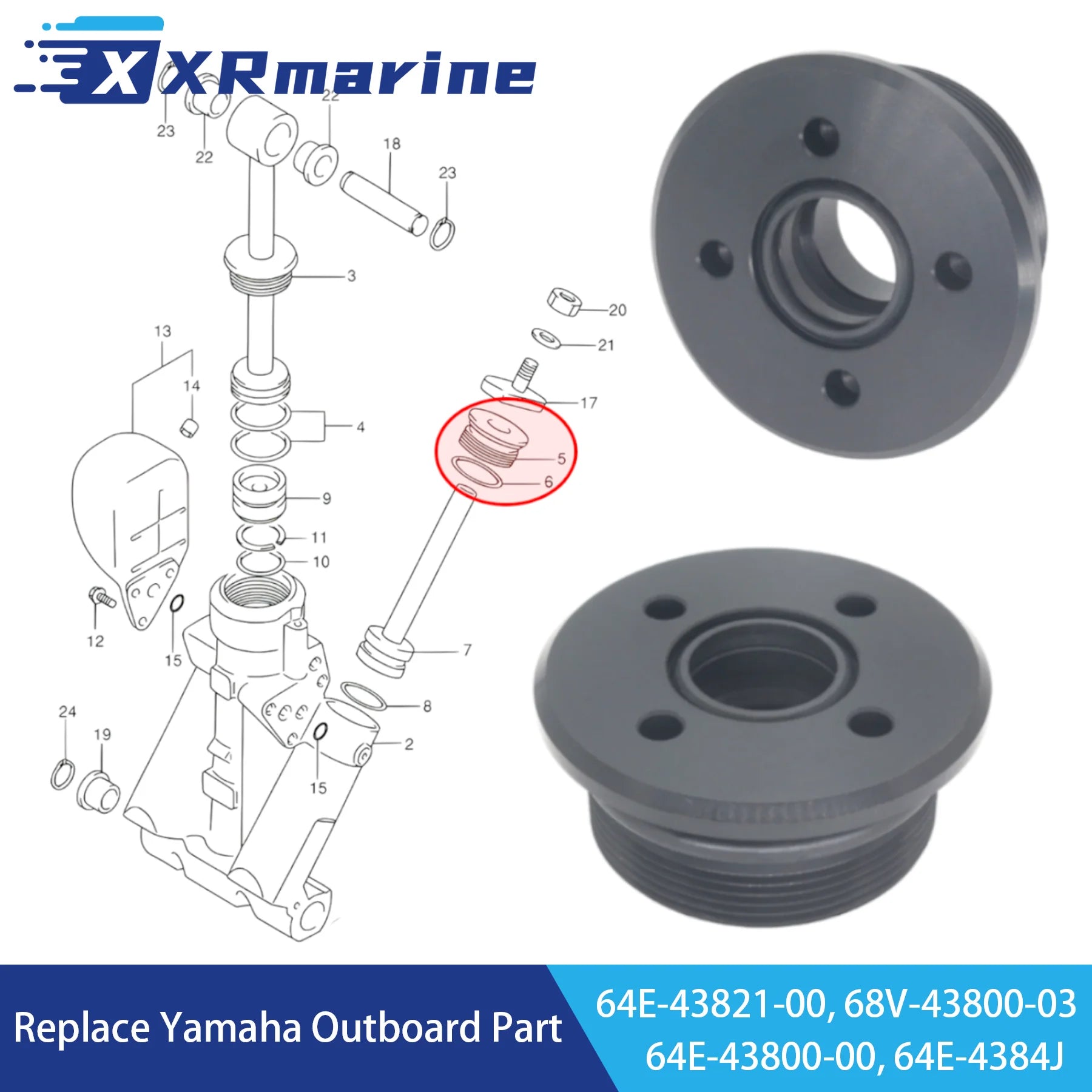 64E-43821-00 2 Pcs Trim Cylinder Cap Screw End Inclueds Seals for Yamaha Outboard Motor 115 To 250 HP 64E-43821-09 4E-43800-00