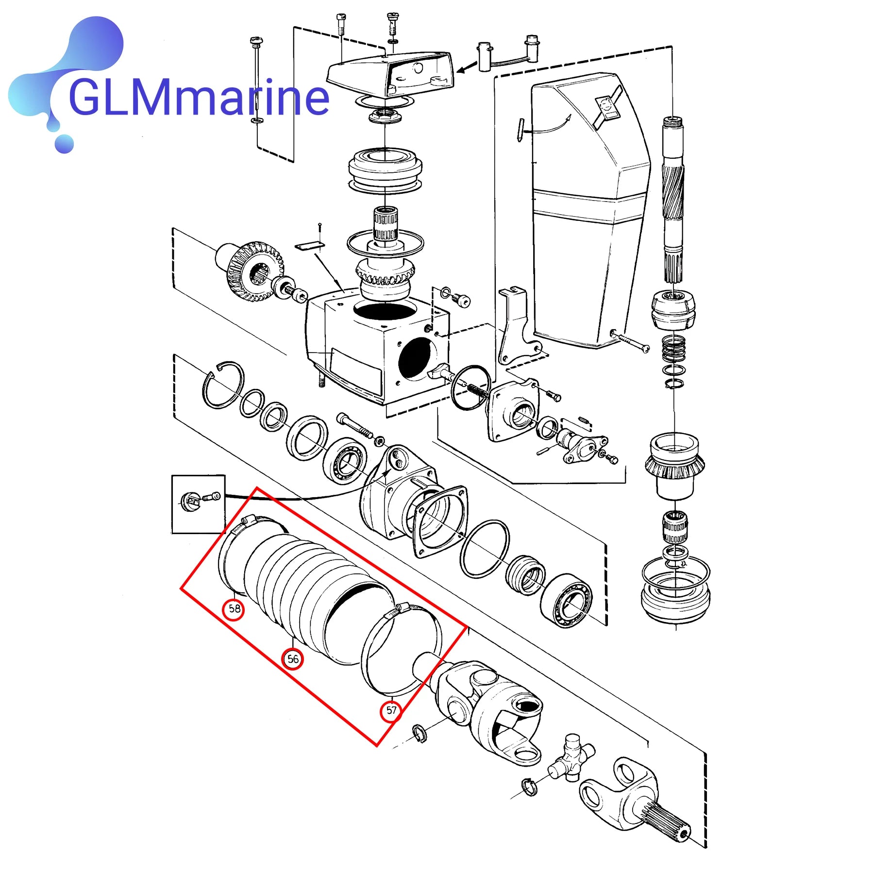 876294 Exhaust Bellows Kit 875826 For Volvo Penta 200 250 270 275 280 285 290 Stern Drive Replace Sierra 18-2744