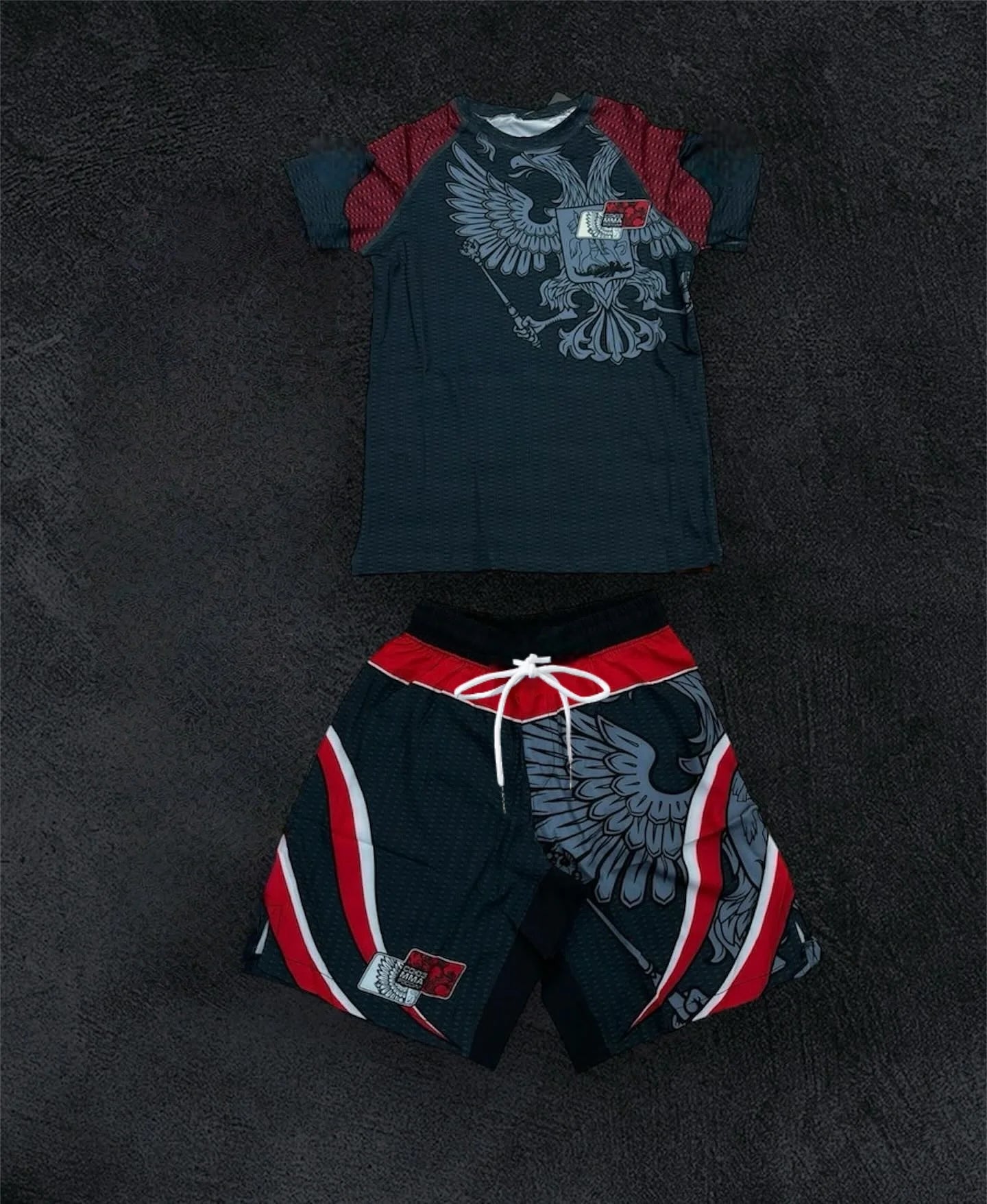 2026Summer Boxing Jiu Jitsu Sports Set Men's Graphic Rash Guard T-shirts&Shorts Quick Drying Breahable Training Combat Suit MOTO