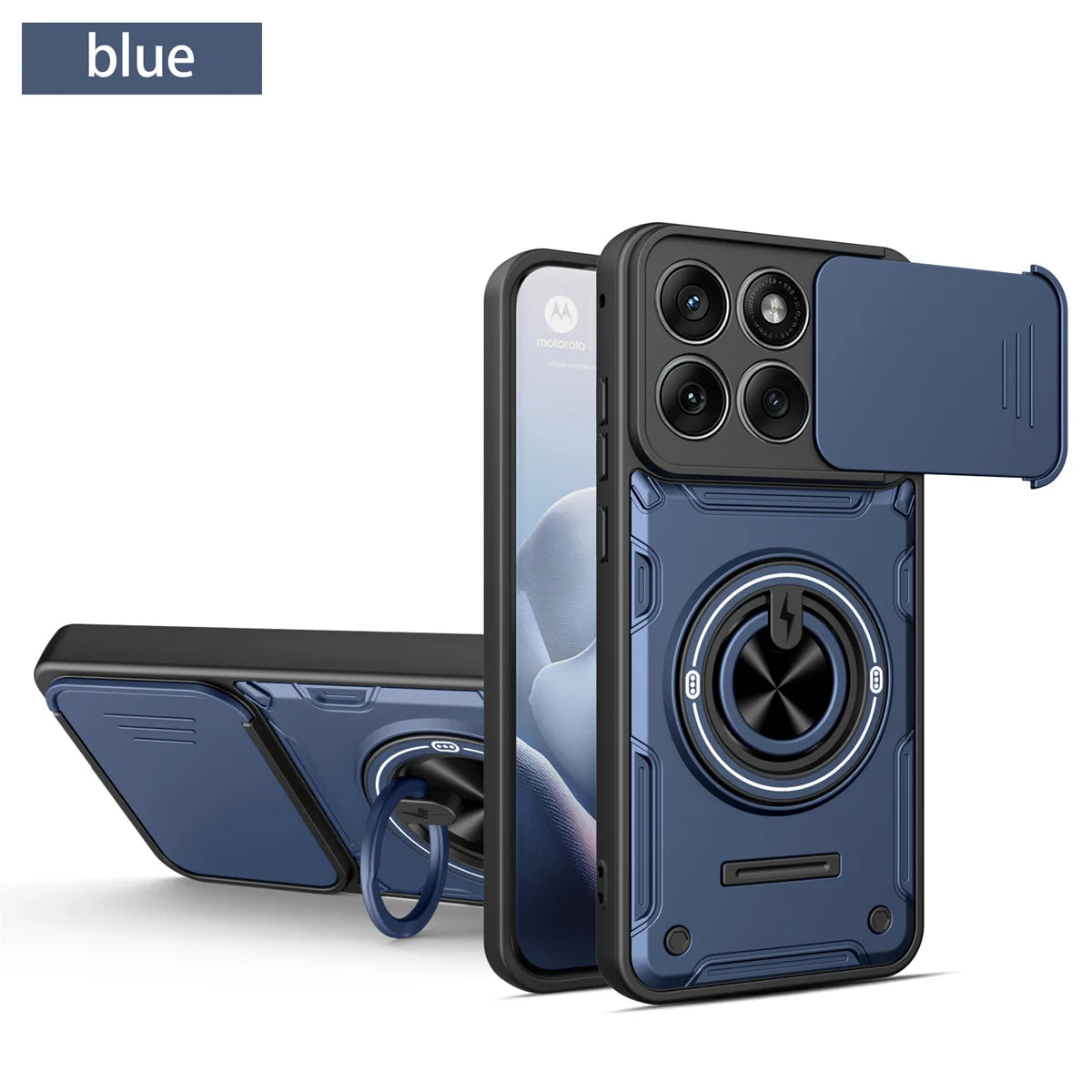 Case for Motorola Moto Edge 70 60 50 Fusion 60 Pro G86 G56 G06 G15 G05 Sliding Camera Lens Protector Ring Bracket Hybrid Cover
