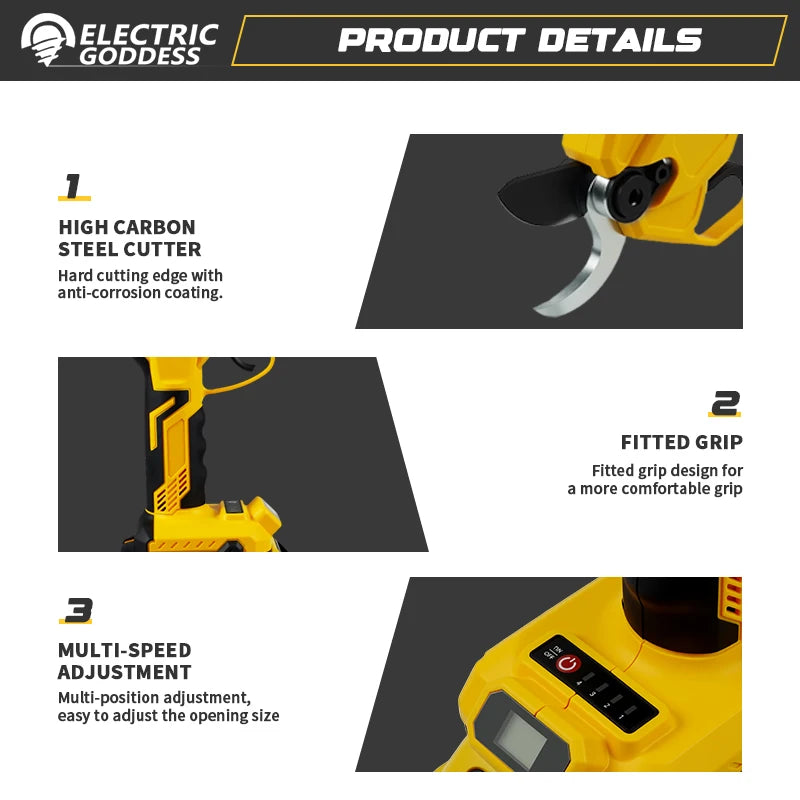 Brushless 55mm Electric Pruning Shear For Dewalt 20V Battery Cordless Fruit Tree Bonsai Pruning Branch Cutter Electric Scissors