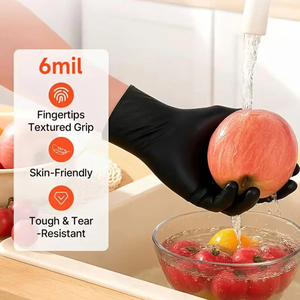 Disposable Nitrile Gloves Thickened Black Gloves With Flexible Snug Details Available In Multiple Sizes Multifunctional Gloves