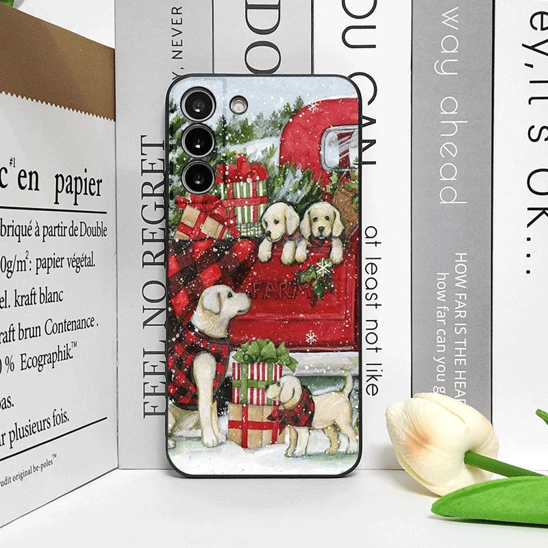 Christmas Trucks Cartoon Dog Pattern Phone Case for Motorola Moto Edge 50 Fusion 40 30 Neo G34 G24 E14 G75 G85 G54 5G Soft Cover