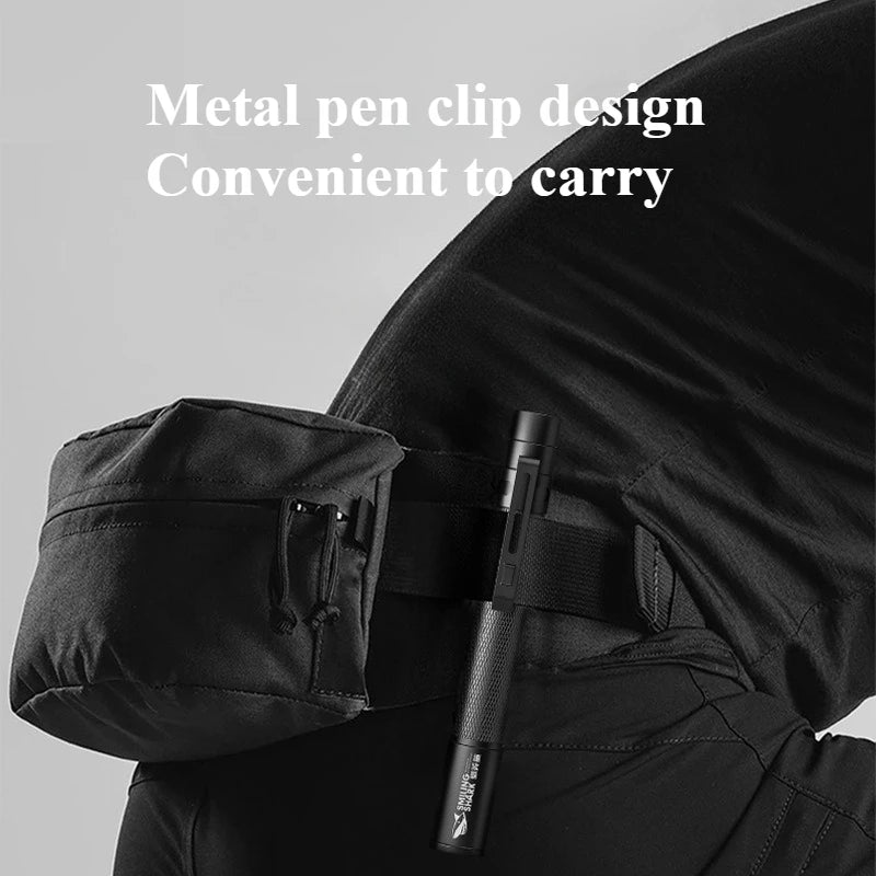 Aluminum Alloy Mini LED Pen Flashlight With Pocket Clip, Large Capacity Portable Pocket Torch Light for Household Daily Use